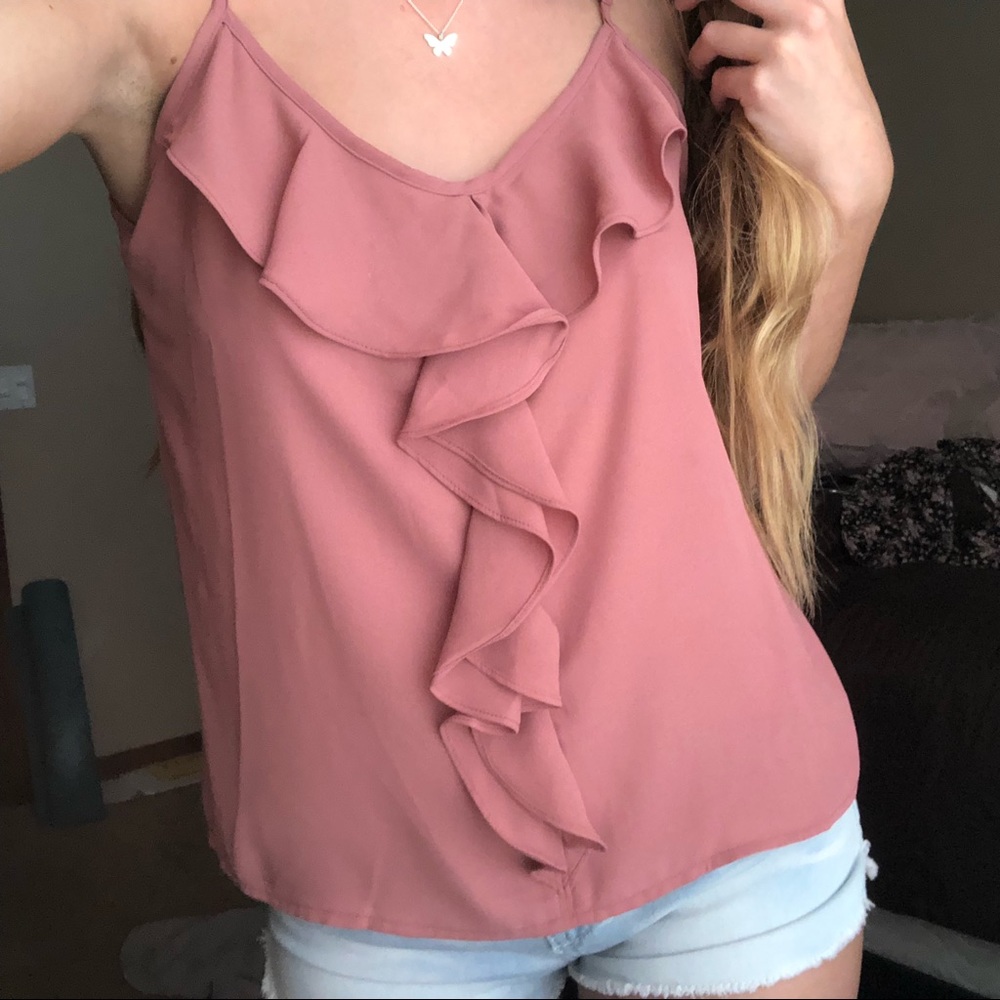 Forever21 Pink Ruffle Tank
